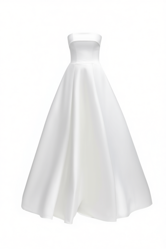 [717]GM  2022 New Strapless Lightweight Silk Satin French Style Bridal Dress for Petite Women - Everyday Wear