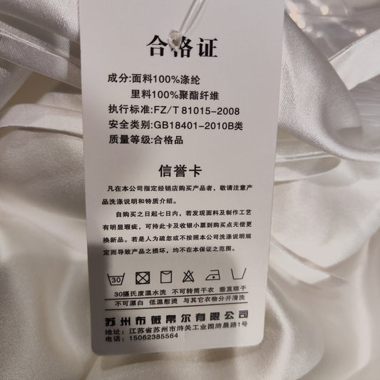[438]GG   Vintage satin French-style off-shoulder lightweight wedding dress for small gatherings, registration day white dress, and engagement event