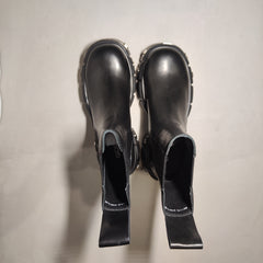[932]N Dilraba Dilmurat’s signature chimney-style Martens boots for women—Genuine leather, thick-soled ankle boots with a refined look, mid-calf Chelsea boots for autumn and winter
