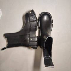 [932]N Dilraba Dilmurat’s signature chimney-style Martens boots for women—Genuine leather, thick-soled ankle boots with a refined look, mid-calf Chelsea boots for autumn and winter