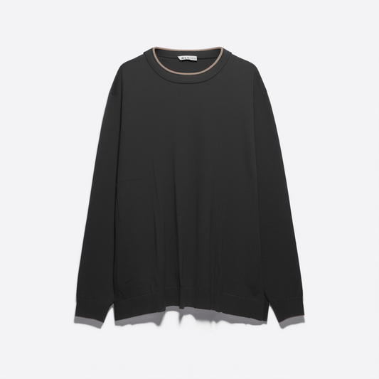 [896]NG     Skin-Friendly Comfort Easy-Care Wool Refined Double-Layer Crewneck Sweater