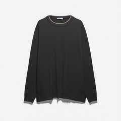 [896]N Springtime Skin-Friendly Comfort Easy-Care Wool Refined Double-Layer Crewneck Sweater