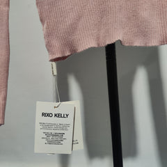 [788]G   French Rixo Kelly Vintage Pink Square Neck Long-Sleeve Sweater - Spring Sophisticated Slimming Top
