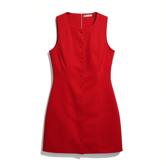 [477]G    Mirror French Vintage Unique Design High-End Slimming Sleeveless Waist-Tailored Tank Top Dress