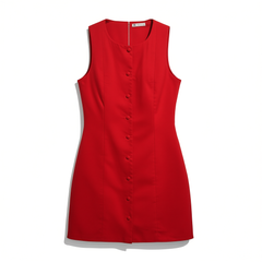 [477]G    Mirror French Vintage Unique Design High-End Slimming Sleeveless Waist-Tailored Tank Top Dress