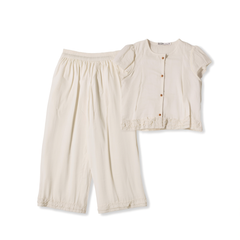 [207]GG       Chic Two-Piece Women's Suit, Loose-Fit Lace-Up Short-Sleeve Shirt with Wide-Leg Pants