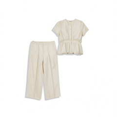 [463]G    FLIPPED Stylish Women's Summer New Arrival Wide-Leg Pants Two-Piece Set with Flattering Contrast Short-Sleeve Top