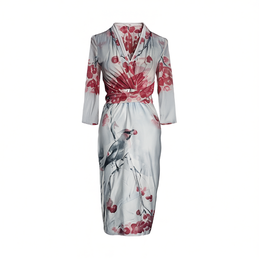 [636]NN Sequined Wrap Dress Elegant and Brightening with a High-End Feel