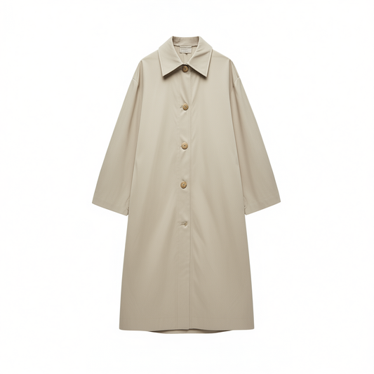 [204]NG   Autumn Stroll Heavy Duty Long Trench Coat Single-Breasted Women's Casual Khaki Coat