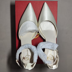 [967]N Monobabie French-style bridal shoes for women, comfortable chunky heels, white satin wedding dress sandals with pearl strap, perfect for summer