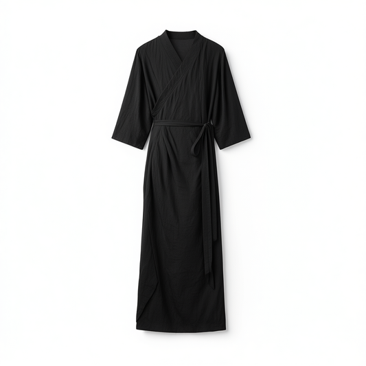 [857]NN Dress with Cross Collar, New Chinese Style Women's Fashion, Cool Black Long Dress