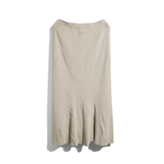 [511]N WANGXO | Shimmering Silver Thread Textured Ribbed Knit | Delicate Draped Flower Petal Design | Skirt