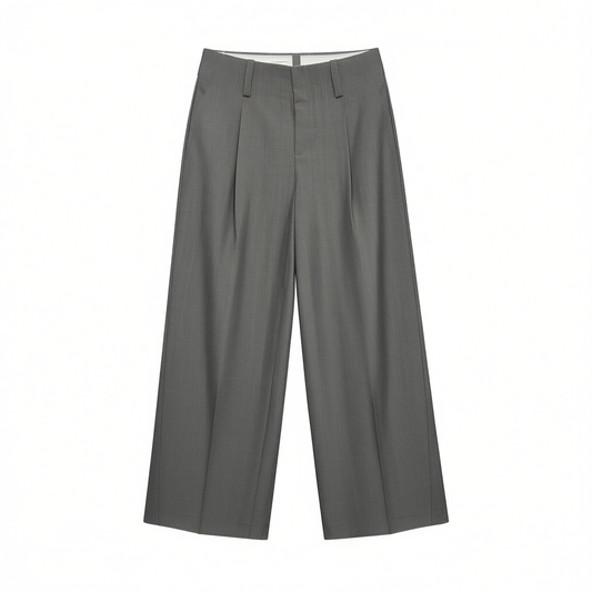 [724]NG   Refined AB-Fancy Yarn Wool Wide-Leg Straight Commuter Pants for Work