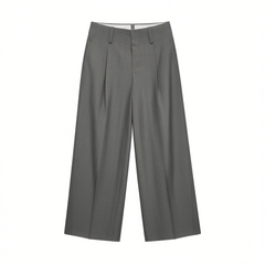 [724]N ROSELINGLING Intellectual Style - Refined AB-Fancy Yarn Wool Wide-Leg Straight Commuter Pants for Work