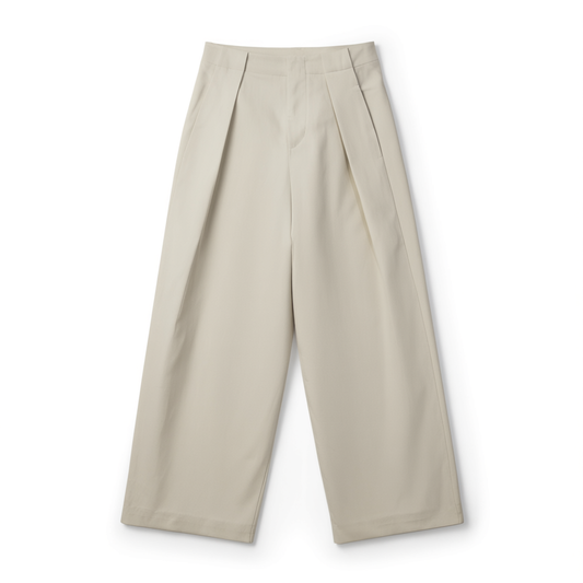 [980]NG     Leg-Lifting Miracle Trousers: Classic B Cut, Premium Worsted Wool, Lengthening Wide-Leg Pants with Casual Pleats
