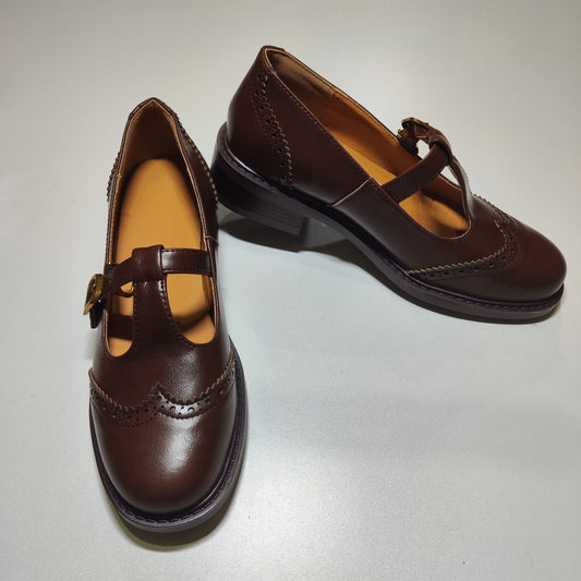 [791]MM  Genuine Leather Brogue Mary Jane Shoes