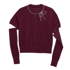 [545]G   Vero Moda Wool-Blend Sweater with Detachable Rhinestone-Adorned Sleeves Top 3225345007