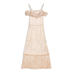 [454]N Good Job [Peach Smoothie] French Ruffle Off-the-Shoulder Elegant Long Dress Gown