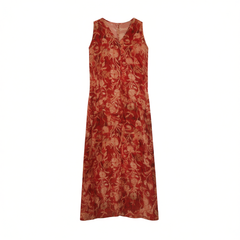[495]NN Vintage Batik Print Halter Floral Dress