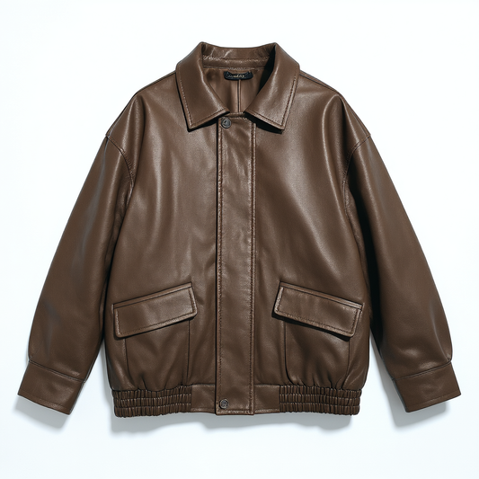 [888]M Women's Retro PU Leather Jacket 2025 Spring and Autumn New Collection Korean Style High-End Eye-Catching Motorcycle Leather Jacket