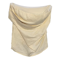 [459]MG     French Romantic 100% Linen Pleated Design Strapless Top