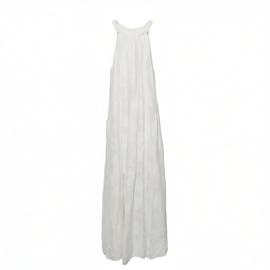 [971]N  COUNTONME French Romantic Tencel Jacquard Halter Neck Dress Resort Style Elegant Long Dress