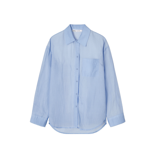 [643]NN Linen Texture Open-Slit Sun Protection Shirt