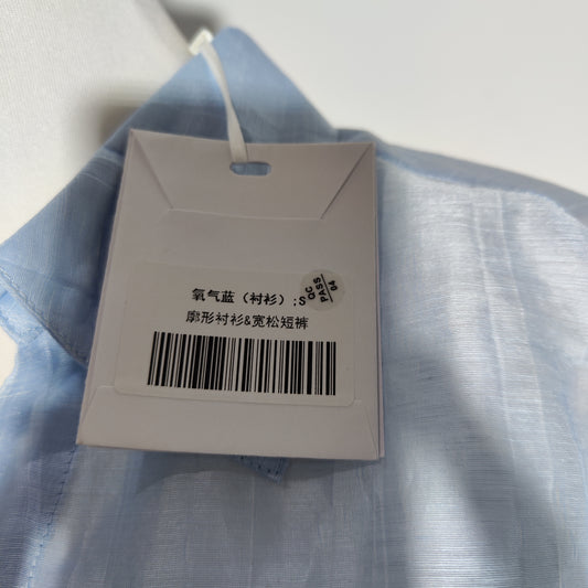 [643]NN Linen Texture Open-Slit Sun Protection Shirt