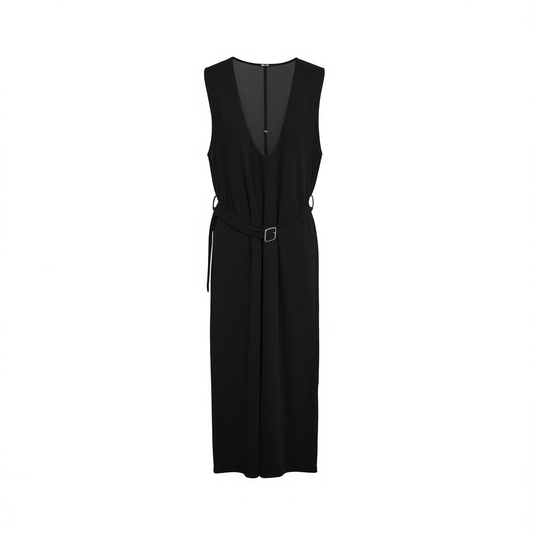 [630]NG     Elegant Commuter Vest Dress for Women New Collection Intellectual Black Tie-Knit Dress