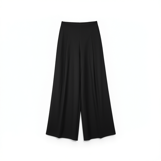 [772]NN Fine Spun Wrinkle-Resistant Un-dyed Original Design High-Waisted Wide-Leg Trousers