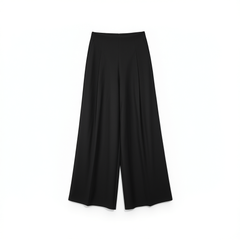 [772]NN Fine Spun Wrinkle-Resistant Un-dyed Original Design High-Waisted Wide-Leg Trousers