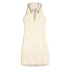 [901]N JustQin [Midnight Whispers] luxury Sleearehemmed Polyester Pearl Mini Dress Women's