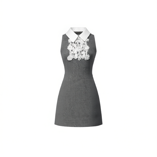 [844]GG      Lace Pearl Elegant Dress for Women ， Heavy-Work Slimming Charming Skirt A-Line Dress