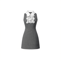 [844]GG      Lace Pearl Elegant Dress for Women ， Heavy-Work Slimming Charming Skirt A-Line Dress