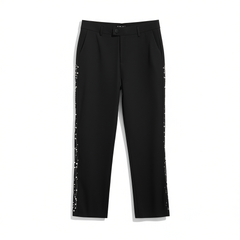 [737]GG    Black Cropped Trousers "Pearl"