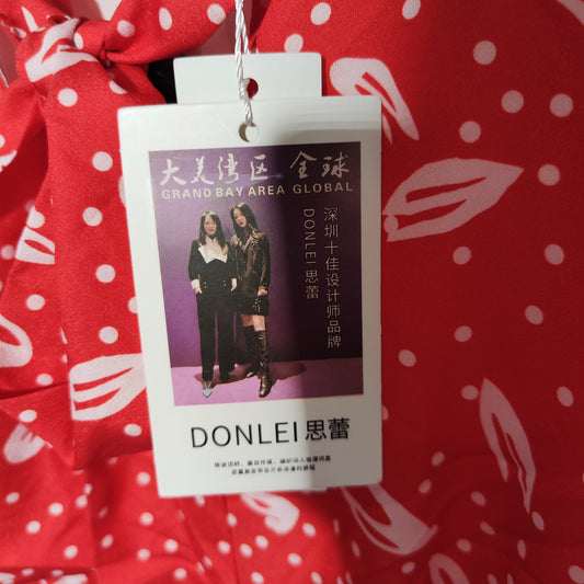 [972]N Sileigao Custom Liu Yifei Celebrity Edition Polka Dot Print Chiffon Dress - Autumn Collection, Stylish and Elegant