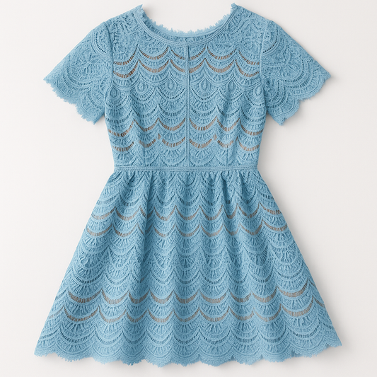 [522]NS Bonvier 2025 Spring New V-Neck Elegant Style Short Skirt French White Water-Soluble Lace Dress 6451