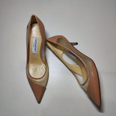 [822]M Breathable mesh fanfanfant sensual and sophisticated nude calfskin office shoes 8.5cm comfortable high heels