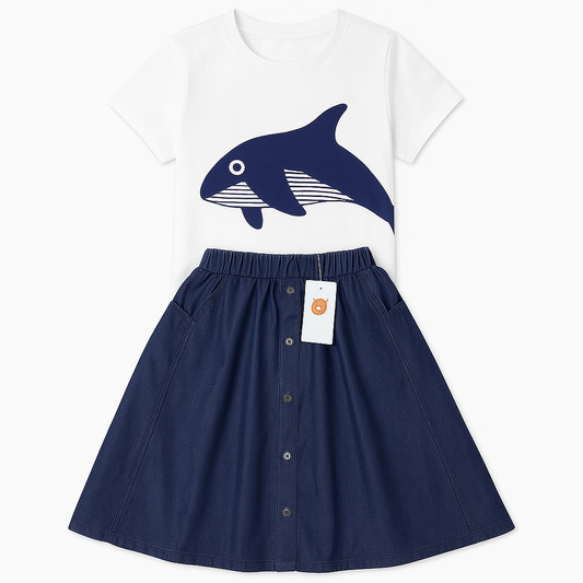 [529]MS 2025 Summer New 100% Cotton T-Shirts Whale Family Matching Set Ocean Park 3-4 Person Family Set