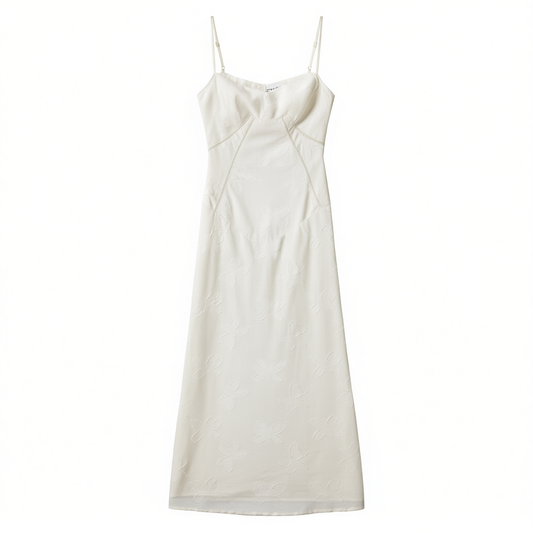[699]G  Ouyang Nana Ivory White Strapless Fishbone Tailored Waist Island Resort Floor-Length Beach Evening Gown