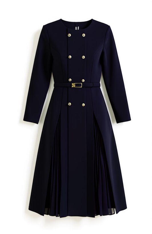 [399]NN ¡¾Promotional Price¡¿Mei Si Elegant Office Wear Dress 2024 Spring and Autumn New Arrival Stylish Tailored Waist Slimming Long Sleeve Pleated Dress