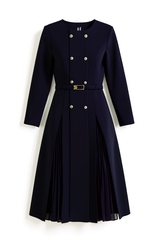 [399]NN ¡¾Promotional Price¡¿Mei Si Elegant Office Wear Dress 2024 Spring and Autumn New Arrival Stylish Tailored Waist Slimming Long Sleeve Pleated Dress