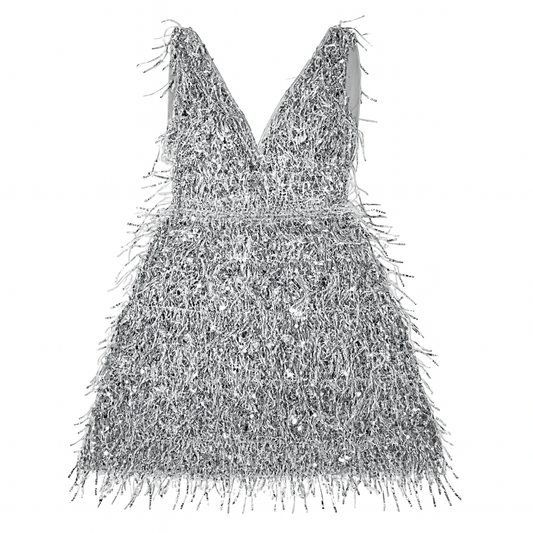 [538]GS   ¡¾Promotional Price¡¿Silver Evening Gown Women 2024 New Arrival High-end Light Luxury Niche Hostess Mermaid Sequins Shoulder Tassels High-end