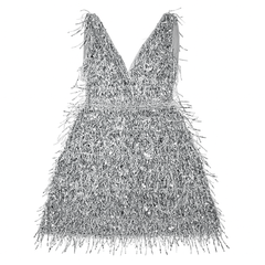 [538]GS   ¡¾Promotional Price¡¿Silver Evening Gown Women 2024 New Arrival High-end Light Luxury Niche Hostess Mermaid Sequins Shoulder Tassels High-end