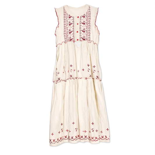[549]GG      Berry Wreath Red and White Contrast Color Dress Chinese Style Sweet Hanfu Element Summer Women's Dress