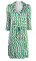 [941]GM  Jeanne Geometric Pattern Knitted Silk Wrap Dress DF Women's Summer Dress