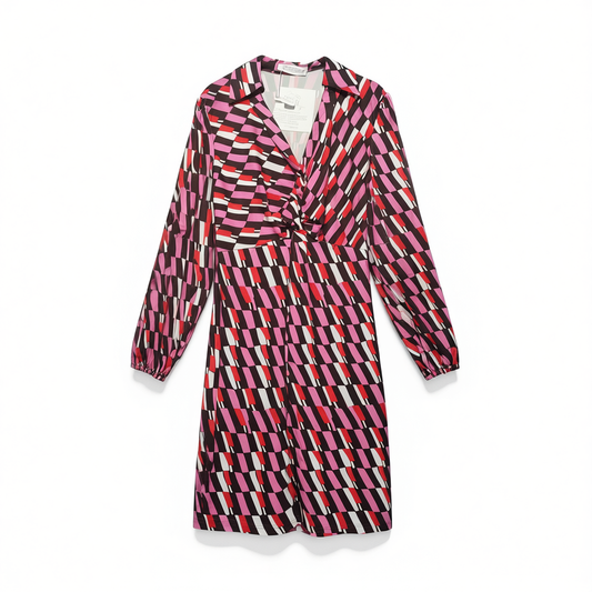 [453]GM   Spring New Arrival Rose Brown Geometric Slimming Stretchy Knitted Sheath Dress