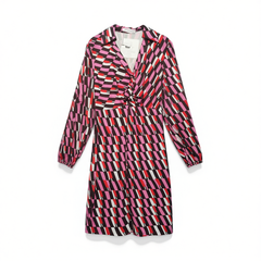 [453]G   [Same as the blogger's] DV DVF OR25 Spring New Arrival Rose Brown Geometric Slimming Stretchy Knitted Sheath Dress