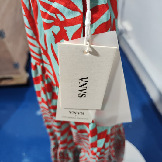 [709]GM   Palm Tree Print Covered Sleeves Tailored Waist Women's Summer 2022 Elegant Long Dress F2153