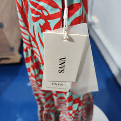 [709]G   Powerful Presence! Bella Palm Tree Print Covered Sleeves Tailored Waist Women's Summer 2022 Elegant Long Dress F2153